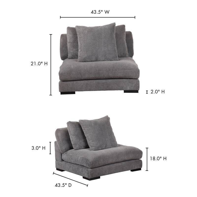 Aurelle Home Modern Timothy Modular Center Sectional Piece - 43.5 x 43.5 x 21