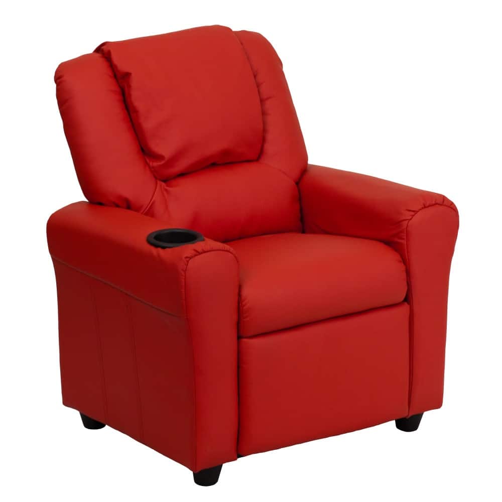 Contemporary Kids Recliner with Cup Holder and Headrest - 24"W x 21.5" - 36.5"D x 27"H