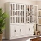 preview thumbnail 26 of 82, White Buffet Sideboard & Curio Bookcase Cabinet with Glass Doors