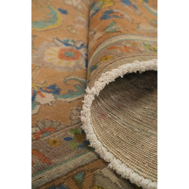 Hand Knotted Oriental 100% Wool Carpet Traditional Floral Oranges & Rust Tabriz Area Rug - 12' 9'' X 9' 9''