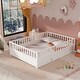 preview thumbnail 2 of 54, Wooden Children's Floor Bed Frame with Super High Security Barrier and Door, Box Spring Required