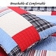 preview thumbnail 2 of 3, Thomas Firetruck Blue Red Plaid Patchwork Queen Quilt Bedding Set