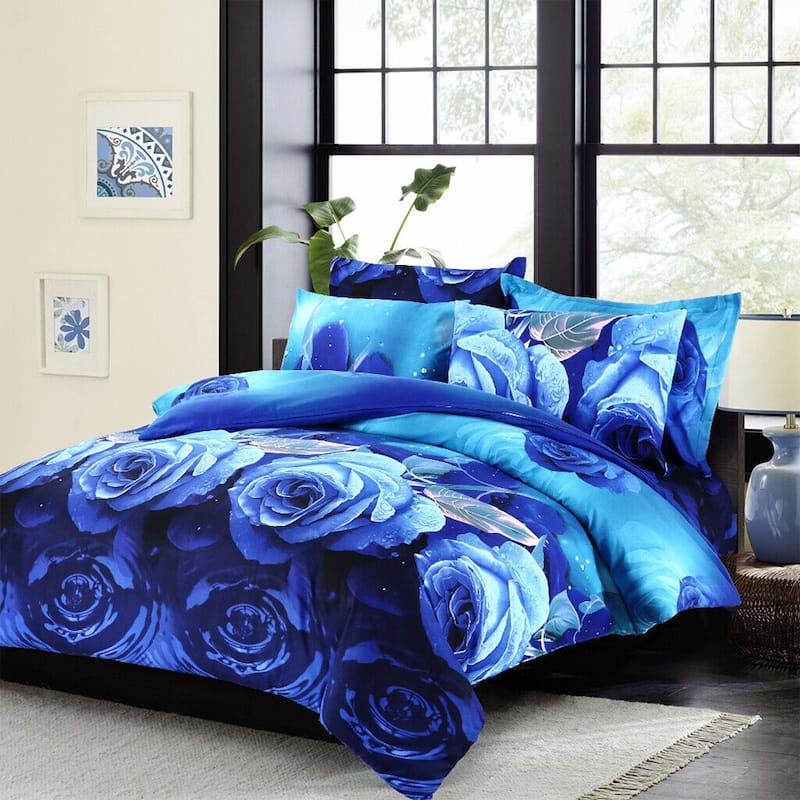 3pc King Bedding Set Blue Roses Bed Bath & Beyond 39982009