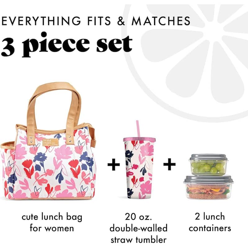 Fit & Fresh 993FF2964 Botanical Silo Pink 2 Containers And Tumbler