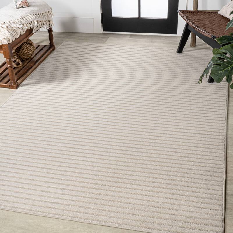 JONATHAN Y Maribo Minimalist Scandi Striped Navy/ivory Area Rug - 6' x 9' - Ivory/Cream