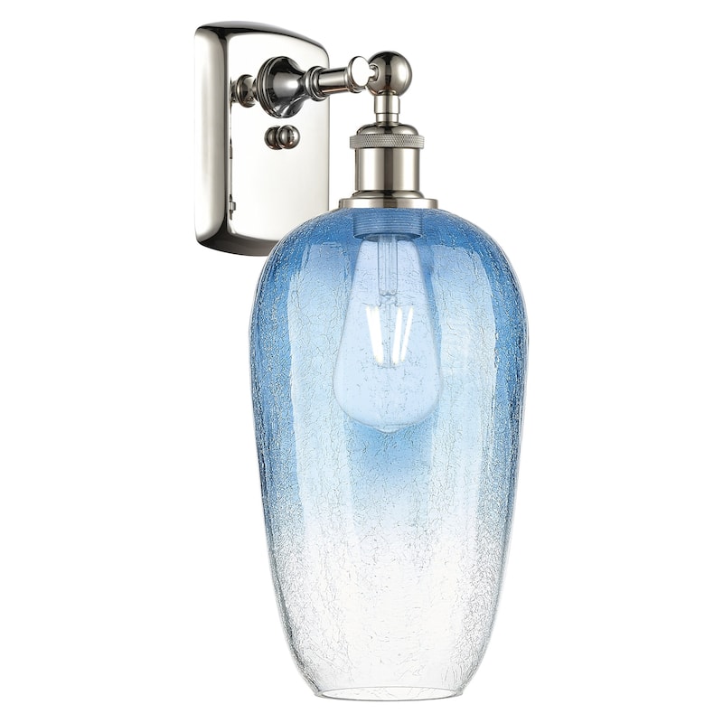 Innovations Lighting 516-1W-16-7 Brookhaven Flute Sconce Brookhaven - Polished Nickel / Sapphire Blue