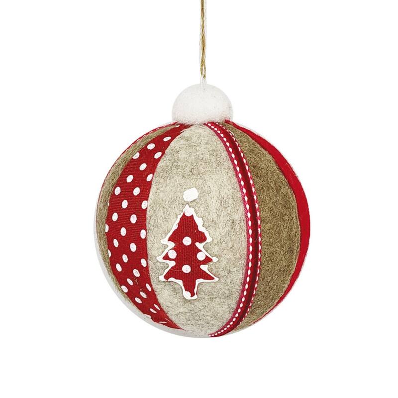 STP Goods White & Red Christmas Tree Fabric Hanging Ornaments Set of 3