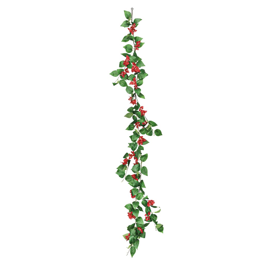 Red Artificial Bougainvillea Flower Garland Hanging Vine 6ft - 72" L x 8" W x 3" DP