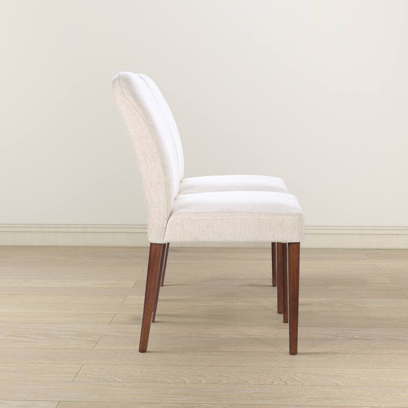 GDFStudio - Capri Modern Fabric Dining Chair with Solid Wood Frame & Linen Blend Upholstered Padded Seat, Set of 2 - 24.6"