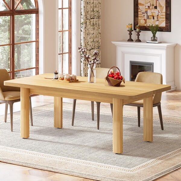 Dining Table for 4 6 People 63 Inch Farmhouse Kitchen Table with Solid Wood Legs On Sale Bed Bath Beyond 40466209