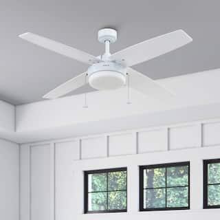 52" Prominence Home Memphis Bright White Contemporary Indoor LED Ceiling Fan with Light, Pull Chain