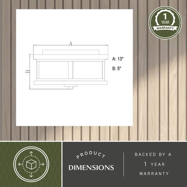 dimension image slide 1 of 2, Vaxcel Lighting Cumberland 2 Light 13" Wide Outdoor Flush Mount Drum