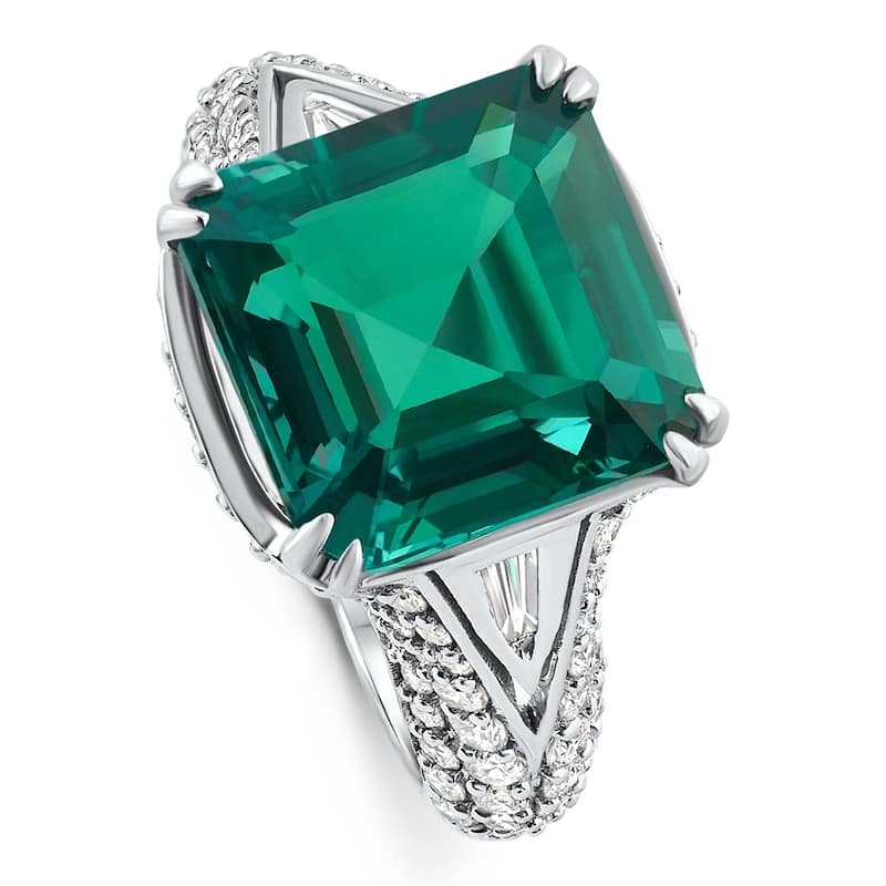 Bliss Diamond 7.10Ct Emerald Asscher Cut Diamond Ring White Gold Lab Grown