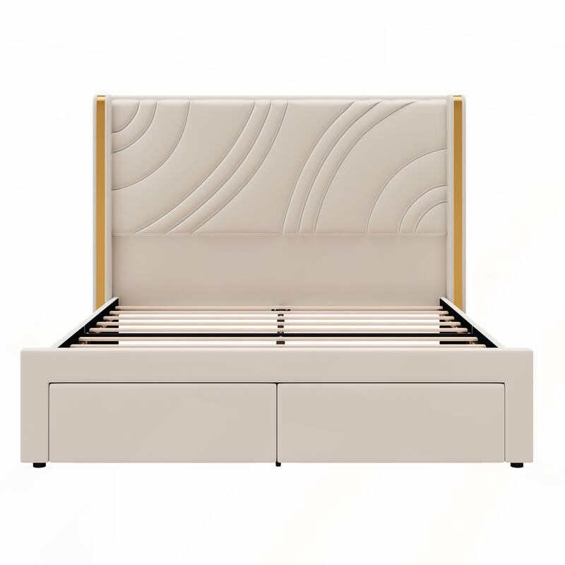 Queen Size Modern Upholstered LED Bed Frame