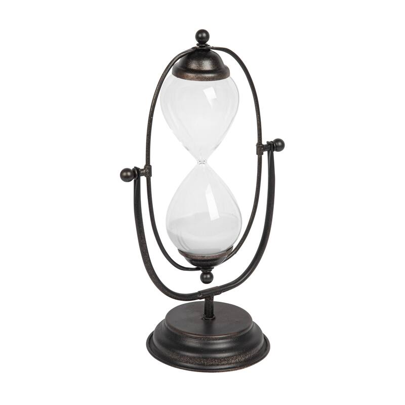 Decorative Metal Hourglass with White Sand