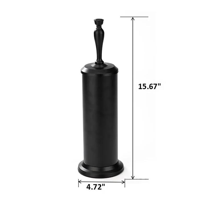 16" Tall Black Toilet Brush Set with Holder