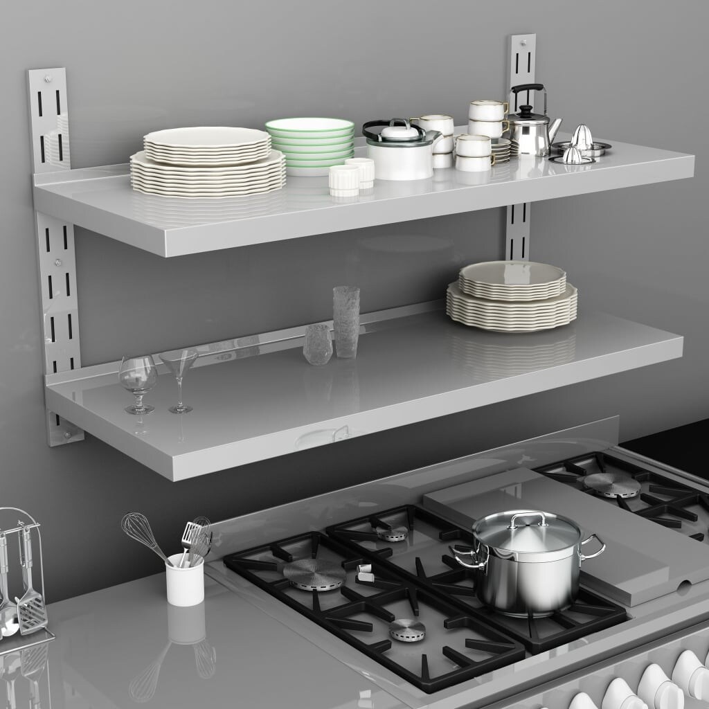 2-Tier Floating Wall Shelf Stainless Steel 47.2