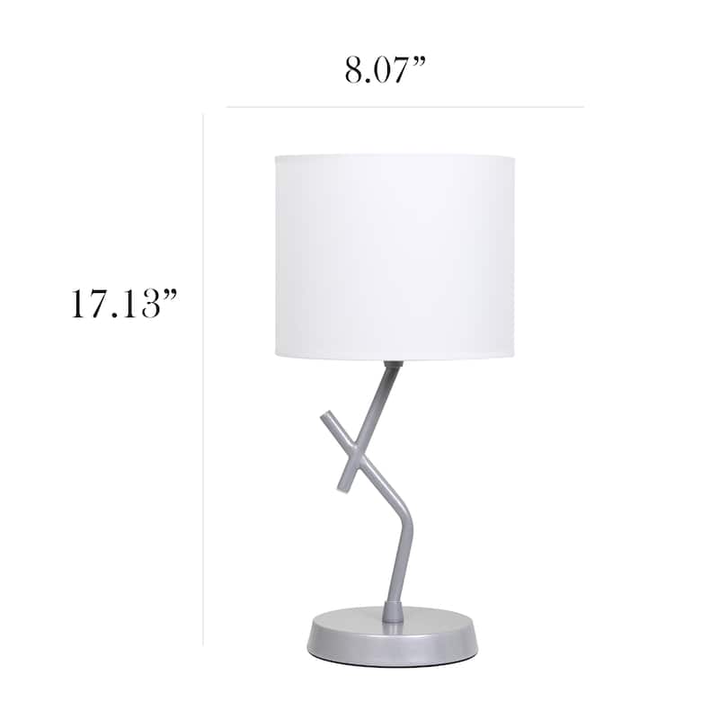 Modern Geometric Metal Table Lamp with Fabric Drum Shade for Bedroom Living Room Office Decor - 8.07” x 8.07” x 17.13”