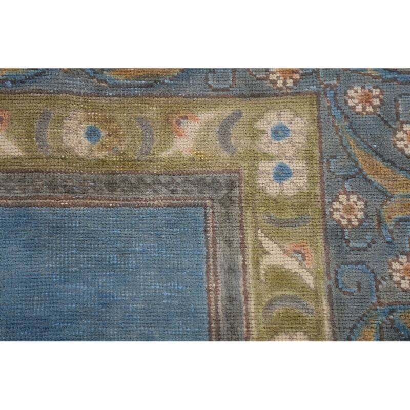 Over-Dyed Blue Tabriz Persian Vintage Rug Handmade Wool Carpet - 9'10"x 13'0"