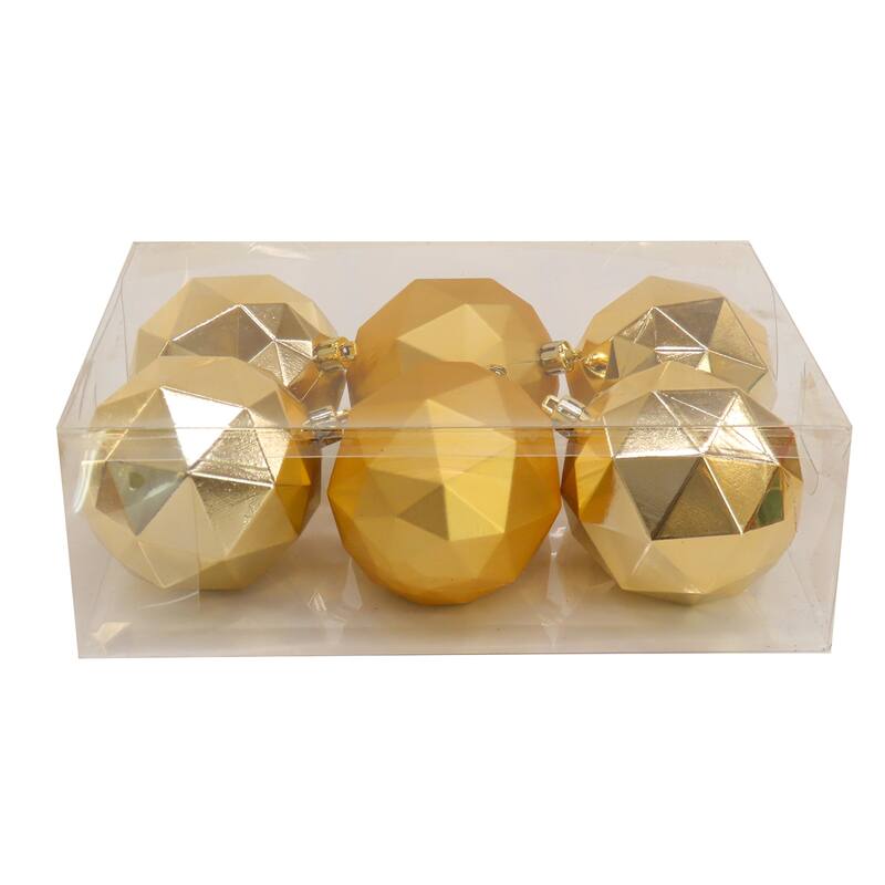 National Tree Company 6-Piece Shatterproof Geometric Gold Ornaments - 3 in