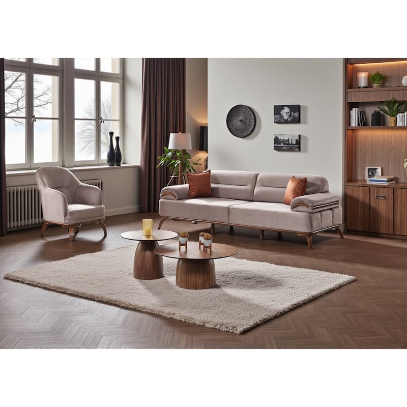 Drift 2 Pieces Living Room Sets 1 Sofa 1 Chair - Beige