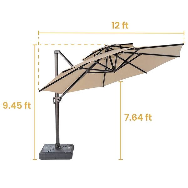 Shop Black Friday Deals On Crestlive Products Patio Luxury 12 Ft Double Top Round Offset Umbrella On Sale Overstock 31636635