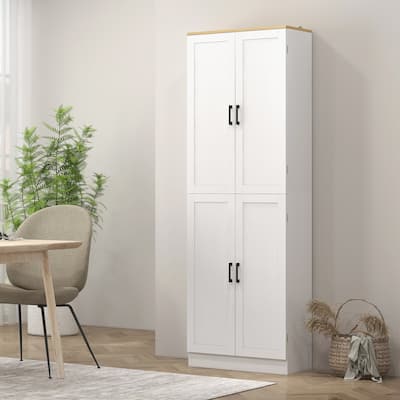 Modern 2-Tone Kitchen Pantry Cabinet with Adjustable Shelves, Freestanding Storage Cabinet Buffet Cabinet