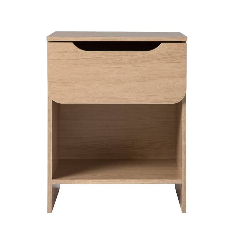 Modern Minimalist 1-Drawer Nightstand with Cubby for Living Room, Bedroom and Office