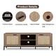 preview thumbnail 5 of 6, Anmytek Mid-Century Modern Herringbone TV Stand for TV Up to 65 Inches Rattan Console TV Table 59x15.7x21.7 inch