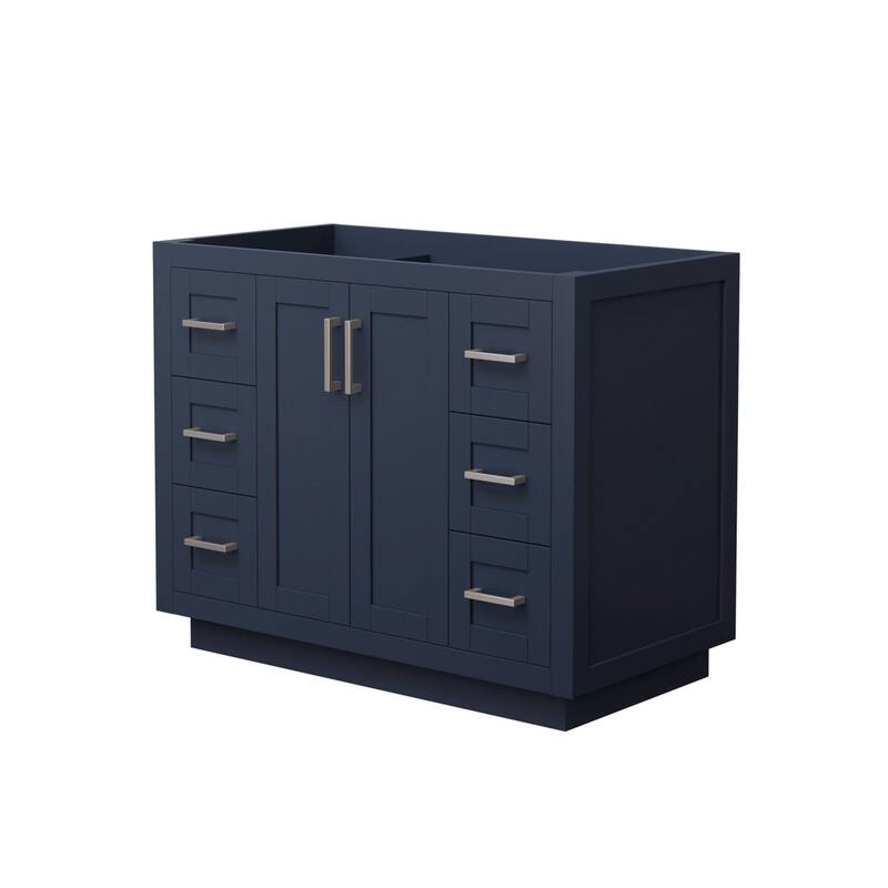 Wyndham Collection Miranda 42" Single Free Standing Vanity Cabinet - Dark Blue / Brushed Nickel Hardware