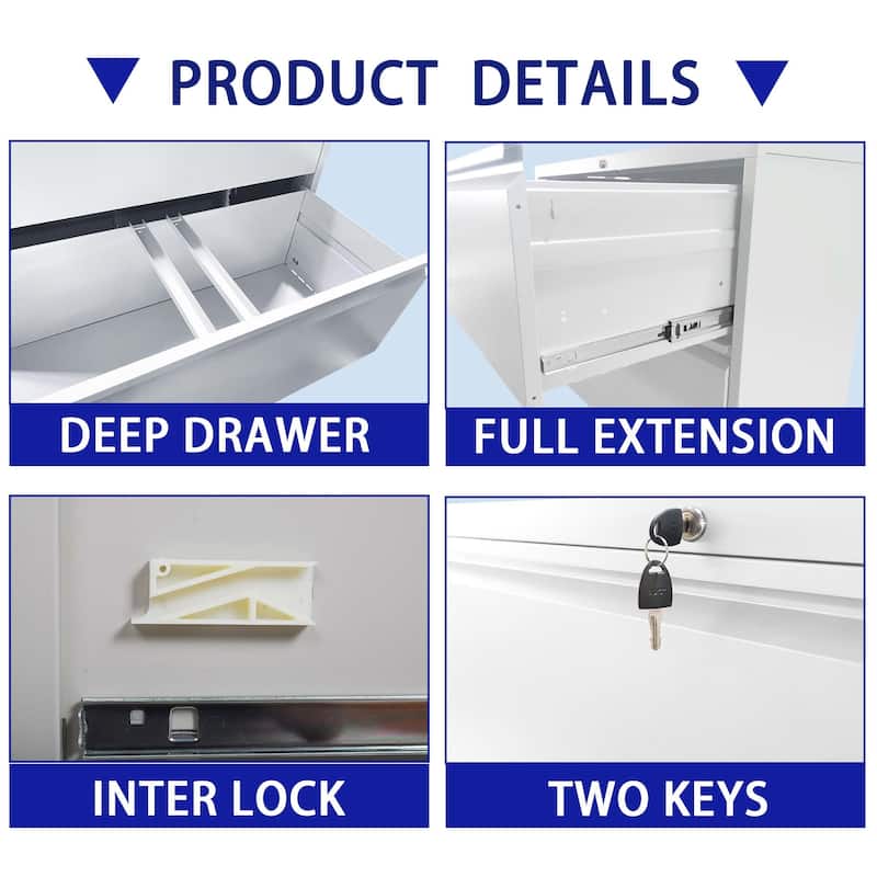 5 Drawer Metal Lateral File Cabinet with Lock for Legal/Letter/A4/F4