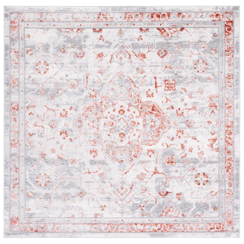 SAFAVIEH Shivan Pervin Vintage Oriental Medallion Rug - 6'7" Square - Ivory/Rust