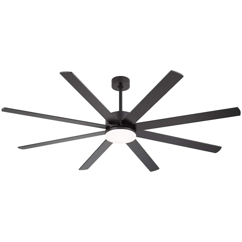 Large 72" Reversible 8-Blade Integrated Ceiling Fan with LED Light Kit and Remote
