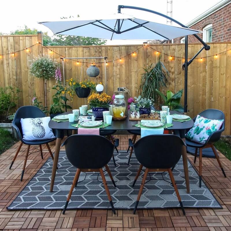 DreamPatio Acacia Interlocking Deck Tiles, Pack of 6, 12-Slat Pattern - 11.8" x 11.8" x 0.94"