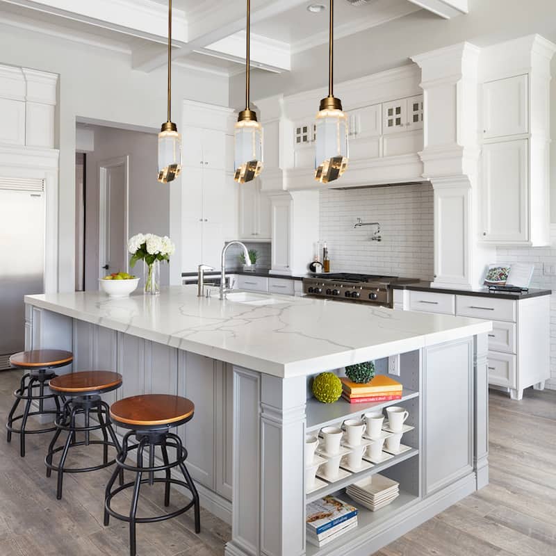 1-Light Brushed Brass/Polished Nickel LED Pendant Light with K9 Crystal