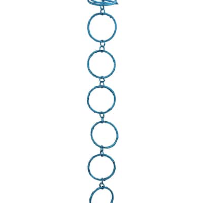 5' x 1.75" Turquoise Peacock Blue Round Chain Christmas Garland - Unlit