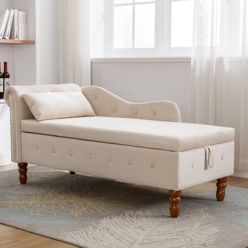 Velvet Chaise Lounge Indoor with Pillow
