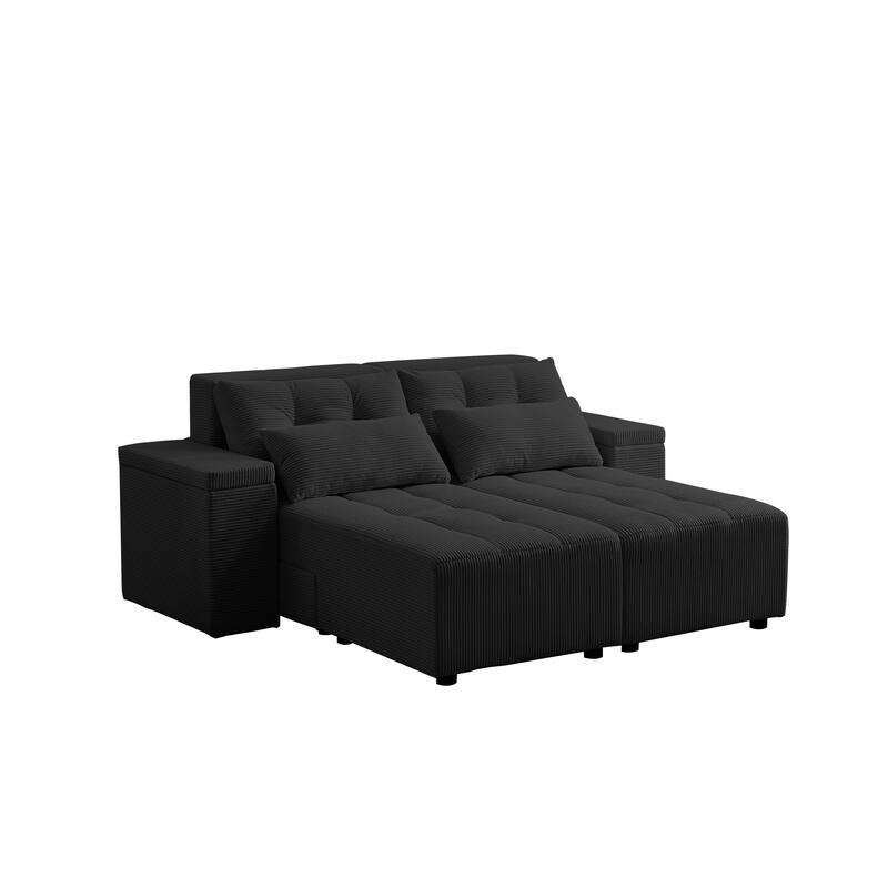 Convertible Storage Sofa with Corduroy Fabric & Adjustable Modular Design - Sleeper Sofa