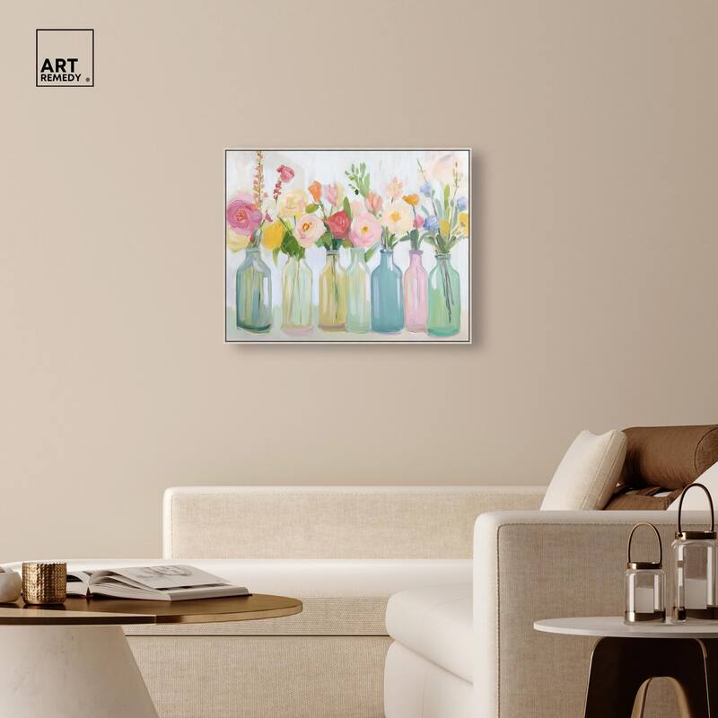 Bottled Blooms Canvas by Art Remedy