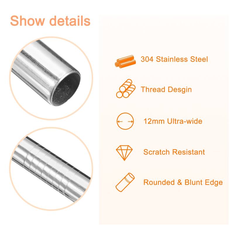 4Pcs Reusable Metal Straws, 9.5" Stainless Steel Straw, Straight