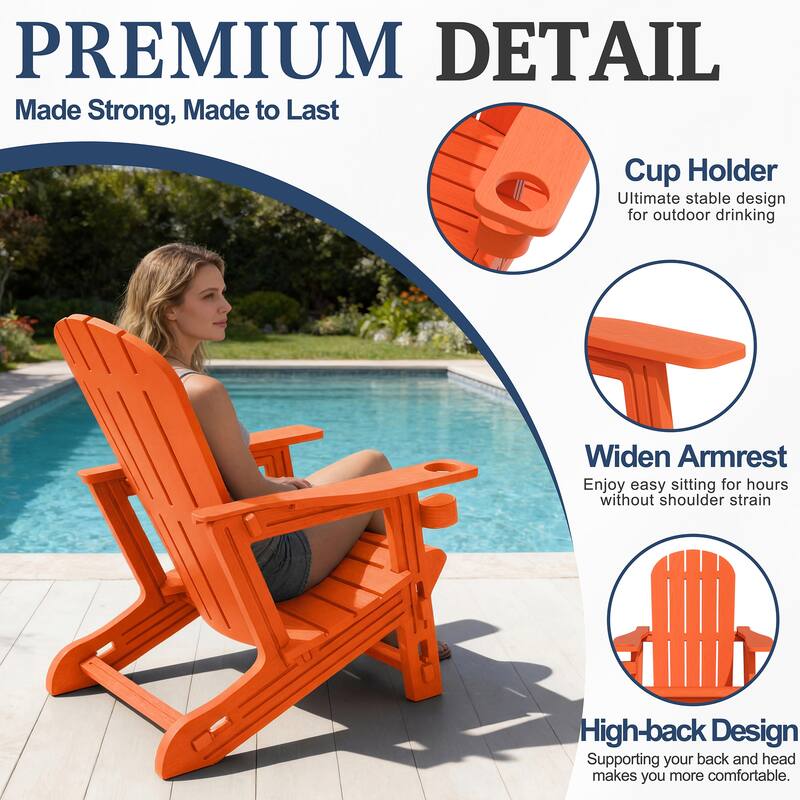 Outdoor All Weather Adirondack Chairs with Movable Footrests, Set of 5/3.