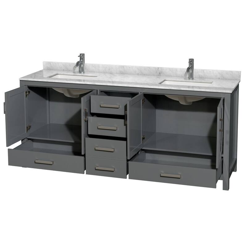 Wyndham Collection Sheffield 80" Freestanding Vanity Set with Hardwood