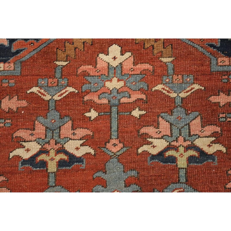 Hand Knotted Oriental 100% Wool Carpet Traditional Medallion Oranges & Rust Heriz (serapi) Area Rug - 15' 5'' X 9' 6''