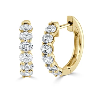 Joelle Collection Diamond Hoop Earrings 14K Gold