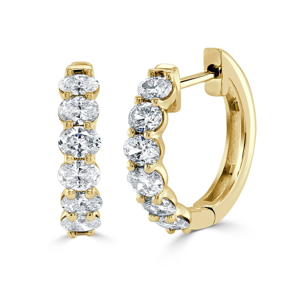 Joelle Collection Diamond Hoop Earrings 14K Gold