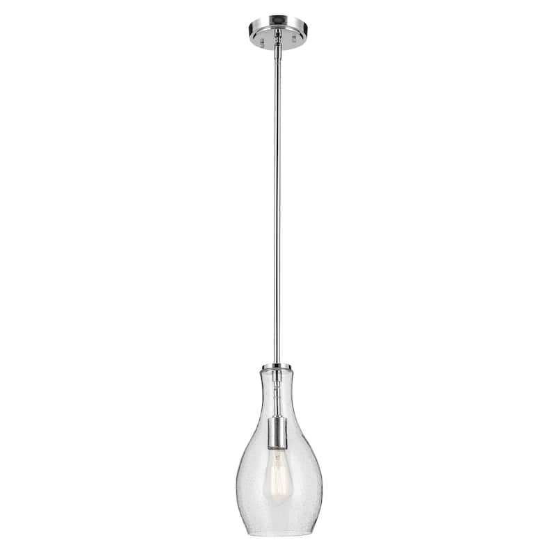 Kichler Lighting Everly 1-Light Bell Pendant Light with Seeded Glass - Chrome - 13.75 inch
