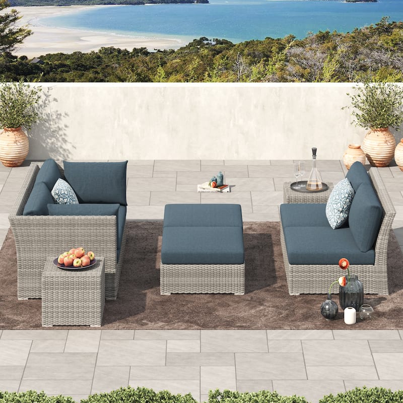 Corvus 8-piece Aluminum Wicker Patio Sectional Conversation Set