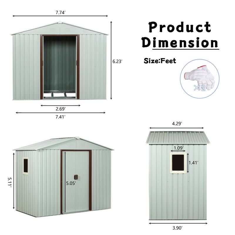 8ft x 4ft Outdoor Metal Storage Shed With Window