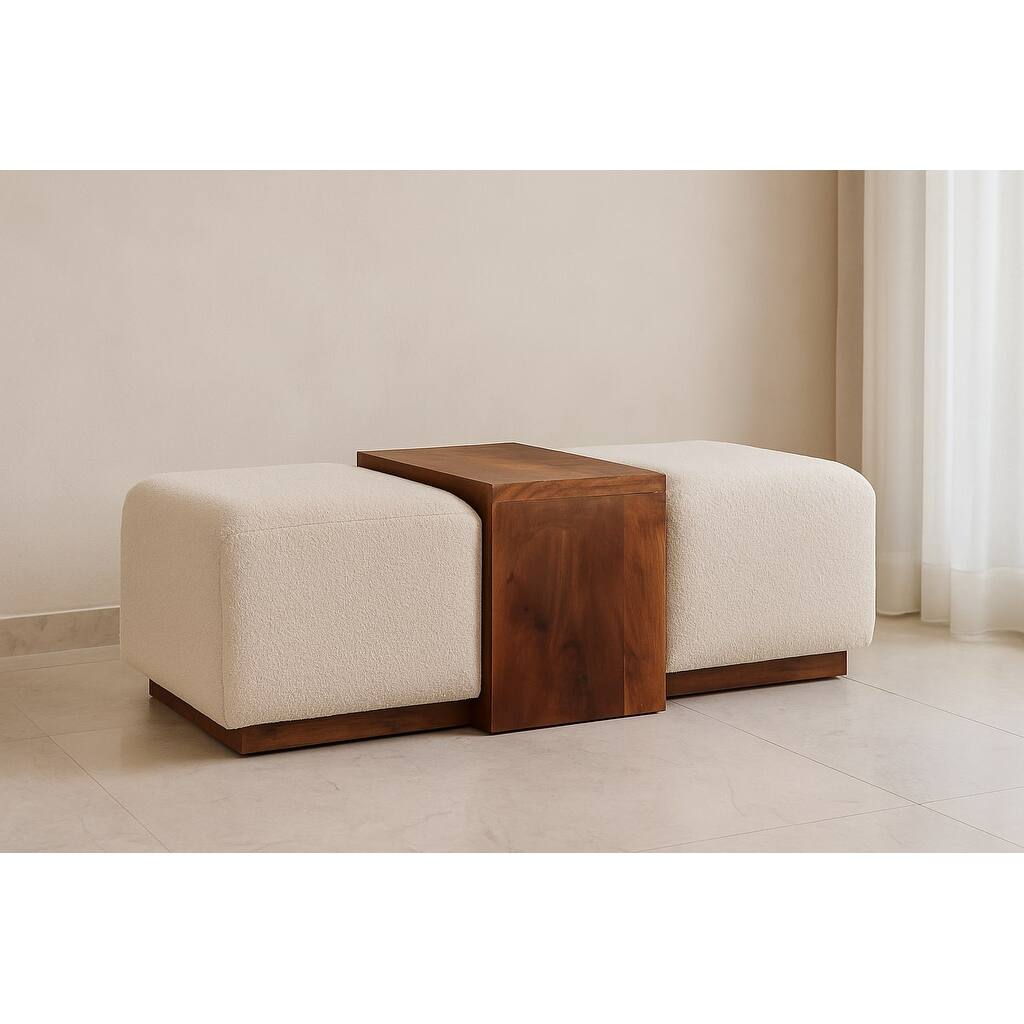 Artisan Furniture Solid Wood Arden Bench Duo, Boucle