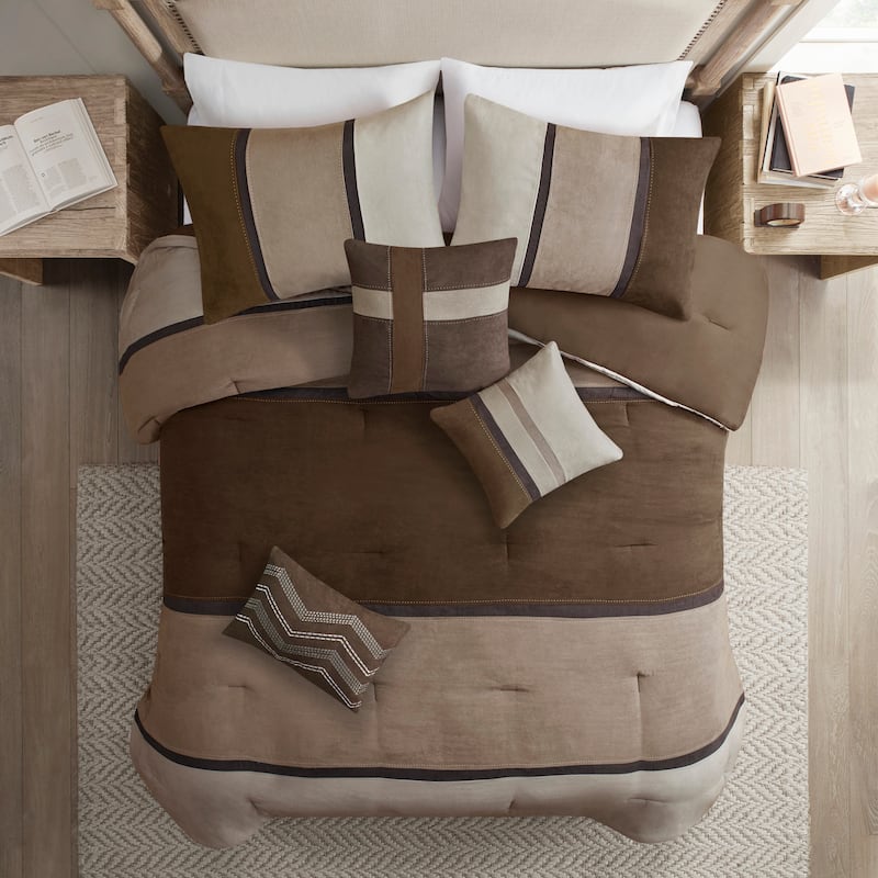 Madison Park Hanover 7 Piece Faux Suede Comforter Set